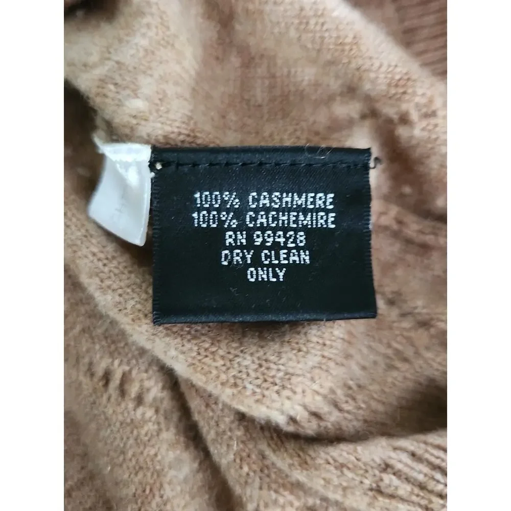 Bugatchi Diamond Stitch Cashmere Knit Tan V-neck Sweater Men's Size Large